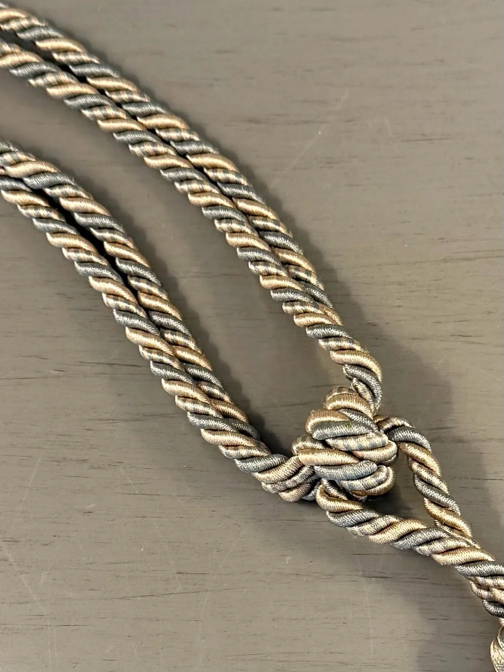 Set Of 3 Elegant Curtain Satin Twisted Rope Tie Backs Single Tassel Sage/Gold